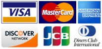 We accept PayPal, Visa, Master Card, American Express, Discover, JCB and Diners Club International.